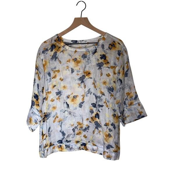 J. Jill Tops - J. JILL sheer linen flowy floral lightweight coastal cottage core blouse S